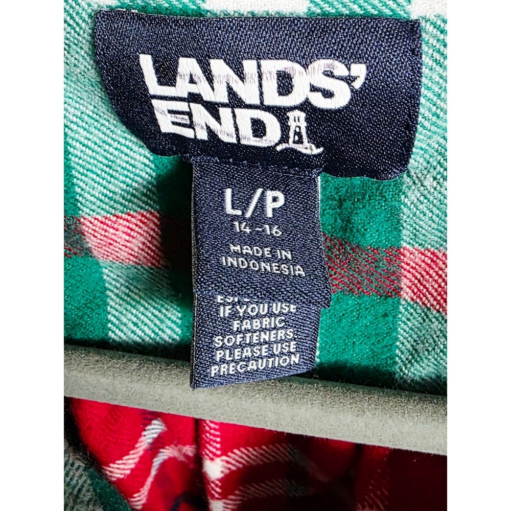 Lands End PL Women's Plaid Colorblock Button Down Shirt Petite 14-16‎ Fleece - Picture 10 of 10
